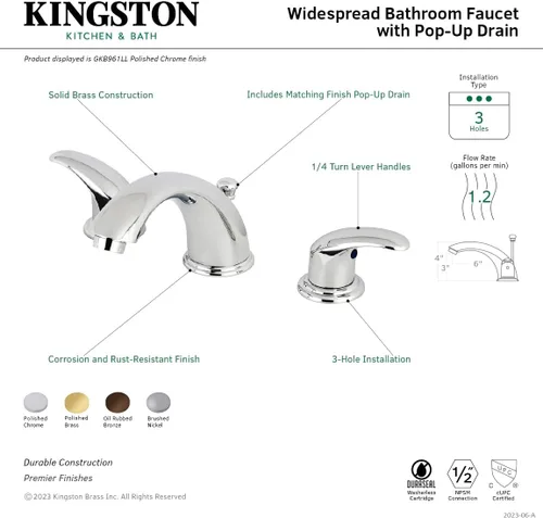 Miniatura 3 de Kingston Brass GKB962LL Legacy - Grifo de lavabo generalizado de 8 pulgadas con ventana emergente, 5-3/4 pulgadas en alcance de boquilla, latón