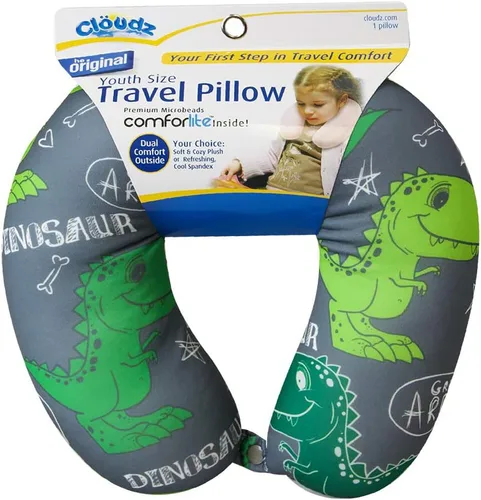 Miniatura 8 de Cloudz Almohada de cuello de viaje en avión de doble comodidad para niños. Felpa súper suave y acogedora en un lado, elastano relajante fresco