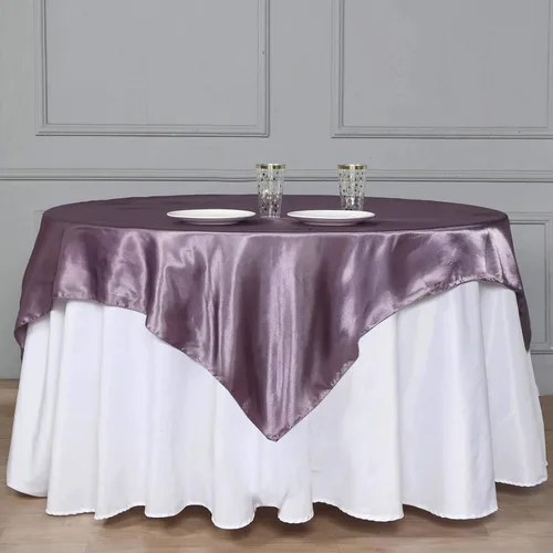 Miniatura 23 de Efavormart Paquete de 5 Sobremanteles Cuadrados de Satén de 60" para Decoraciones de Mesa de Bodas, Catering y Fiestas, Cubierta de Mantel Negro