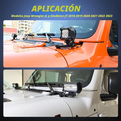Miniatura 7 de Nilight Soporte de montaje de luz para capó para pilar A delantero Auxiliar Offroad LED Pod Luces de trabajo en Jeep Wrangler JL/JLU 2020-2023 Pilar