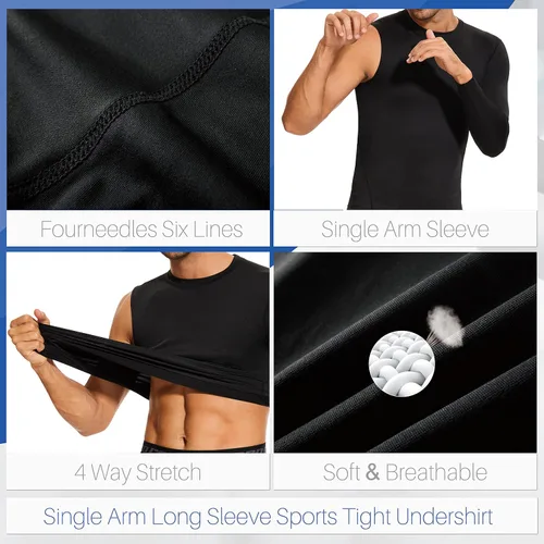 Miniatura 4 de Koalarun Basketball Compression Shirt for Men One Arm Long Sleeve Athletic Shirts Sport Workout Baselayer Undershirt