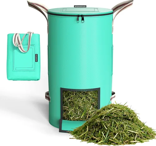 Contenedores de abono para exteriores, 32 galones, reutilizables, para jardín, patio, bolsa de basura transpirable gruesa y plegable con 4 asas para
