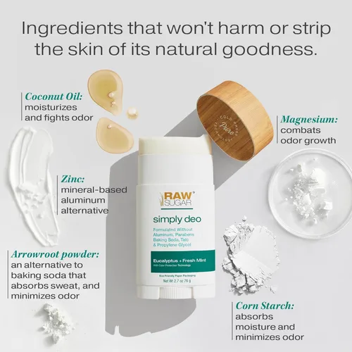 Miniatura 2 de RAW SUGAR Barra de desodorante sin aluminio, Simply Deo (Paquete de 1) Desodorante para todo el cuerpo para mujeres y hombres, fórmula limpia sin