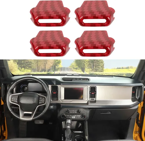 Miniatura 14 de Jimen Compatible con Ford Bronco 2021-2023, 4 piezas de cubierta de botón de ajuste de ventilación de aire de consola central (azul)