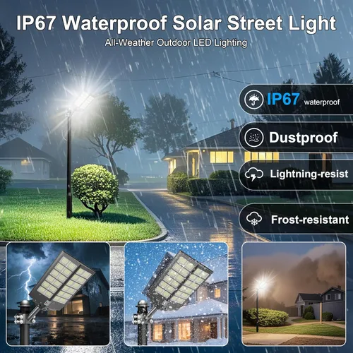 Miniatura 5 de Loyoele 9000W Luces solares de calle para exteriores 120000 lm, luz solar para estacionamiento comercial 7000 K, luces solares de inundación