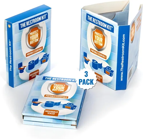 Miniatura 10 de The Restroom Kit Ideal para viajes (paquete de 60) Funda de asiento de inodoro desechable portátil de gran tamaño, papel higiénico de 3 pies de 3