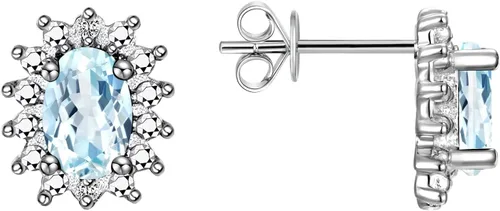 Miniatura 11 de Rylos Aretes tipo dormilona de plata de ley 925, ovalados y diamantes de 0.236 x 0.157 pulgadas, exquisitas joyas de piedra