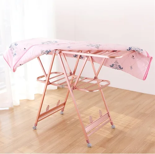 Miniatura 5 de UNNS Tendedero plegable para colgar en el suelo, para colgar en el suelo, para secar ropa, de aleación de aluminio, para interiores y exteriores