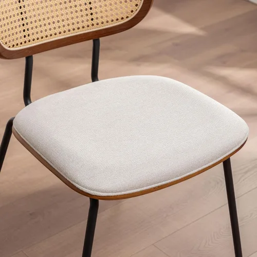 Miniatura 6 de AQG Juego de 2 sillas de comedor de ratán, sillas de comedor modernas de mediados de siglo, sillas con respaldo de caña, sillas de cocina y comedor
