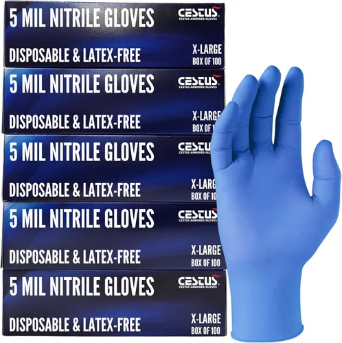 Miniatura 7 de Cestus Guantes desechables de nitrilo de 5 mil, sin látex, resistentes a productos químicos, mecánicos, preparación de alimentos, tatuaje, limpieza