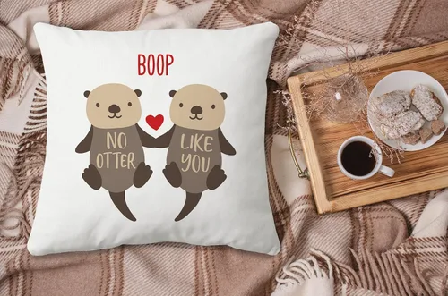 Miniatura 5 de Regalos de nutria: fundas de almohada de amor 18x18, funda de almohada de nutria para ella, regalo del día de San Valentín