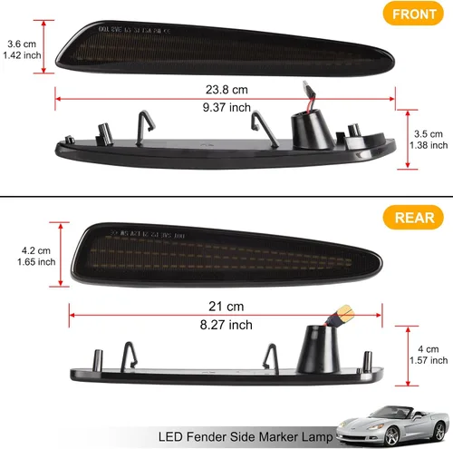 Miniatura 4 de Gempro Luces LED blancas de marcador lateral para guardabarros delanteros y traseros, luces de señal de estacionamiento para Chevy Corvette C6