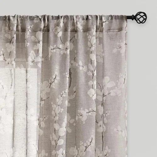Miniatura 14 de FMFUNCTEX Cortinas de Nivel de Cocina Verde y Blanco de 24 Pulgadas de Largo con Estampado de Flores, Cortinas de Media Ventana para Baño