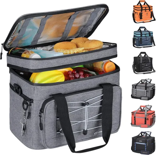 Miniatura 9 de Maelstrom Portable Collapsible Soft Cooler Bag – 24/30/60 Cans Double-Deck Leakproof Ice Chest for Beach, Camping & Grocery