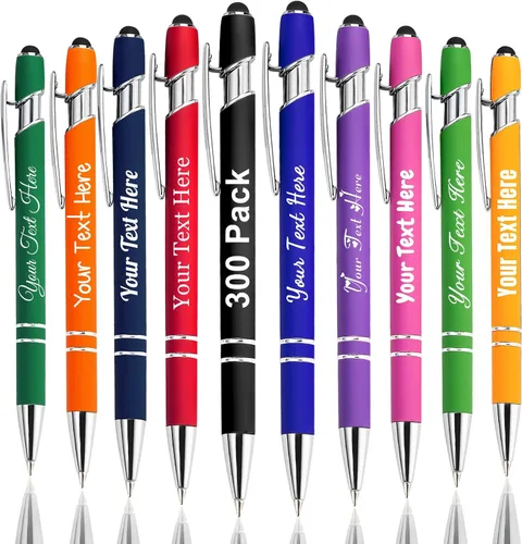 Miniatura 109 de Hasta 300 bolígrafos personalizados a granel con nombre personalizado con grabado gratis, puntas de lápiz capacitivo grabado, bolígrafo