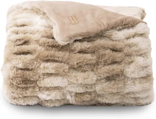 EVERGRACE Manta de tiro lujosa y suave de piel sintética de conejo, acogedora manta cálida de felpa suave y peluda para sofá, cama, silla,