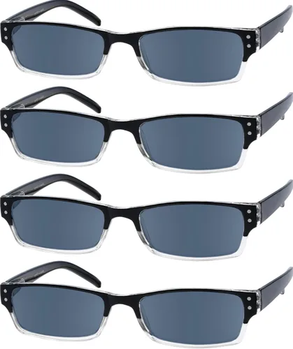 Eyekepper Lentes de lectura, paquete de 4 lentes de sol de lectura para mujeres y hombres, lentes de lectura bajo el sol, lentes de lectura de dos