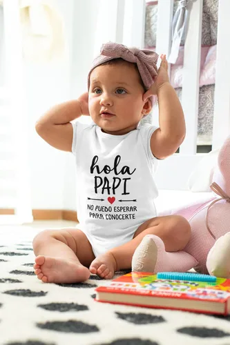 Miniatura 2 de Hola Papi - Body español, anuncio de embarazo a papá-a-ser, sin puedo esperar para conocerte, traje de revelación española, día de San Valentín, 0-3M