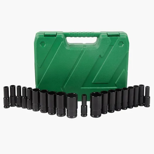 Miniatura 6 de Juego de llaves de impacto de 1/2", kit de herramientas de 20 piezas de zócalo y de accionamiento, tamaños métricos estándar (0.315-1.260 in) Kit
