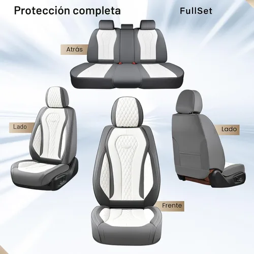 Miniatura 9 de Coverado Fundas de asiento, juego completo de fundas de asiento de automóvil, funda blanca para asiento de automóvil, cojín de asiento de automóvil