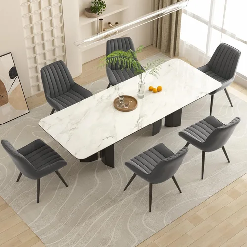 Miniatura 21 de Nalupatio Juego de 2 sillas de comedor modernas, cómodas sillas de comedor con cojines gruesos, sillas laterales tapizadas de tela con patas de Negro