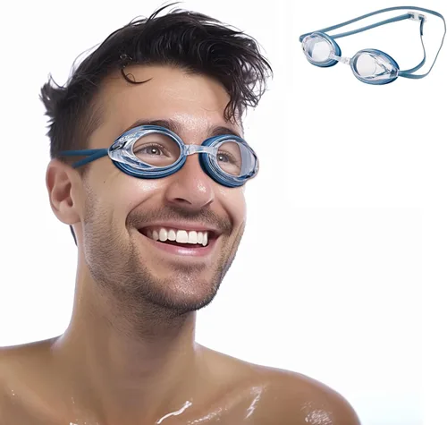 Miniatura 5 de Zetaproswim School Gafas de natación, gafas de natación para adultos, mujeres y hombres, antivaho anti-UV, sin fugas, 1 paquete Azul