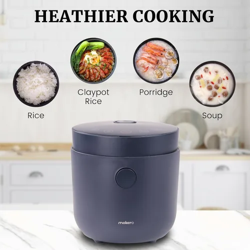Miniatura 2 de Hakka - Arrocera baja en carbohidratos, olla de arroz desuger de 7 funciones, 4 tazas de arroz sin cocer con vapor de acero inoxidable, mini olla