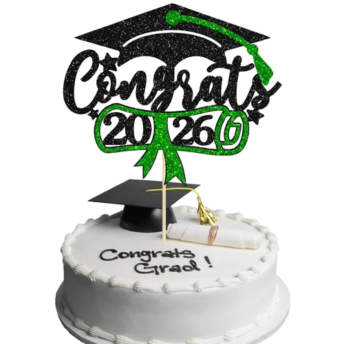 Miniatura 20 de Gyufise 1 decoración de pastel de graduación azul 2024 de felicitaciones para tartas de graduación 2024, decoración de pastel con purpurina