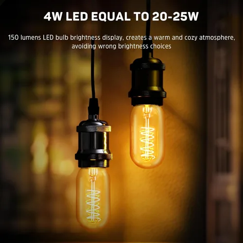 Miniatura 2 de Bombilla LED vintage Edison de 25 W, equivalente a 20 W, base media, regulable, suave, cálida, 2200 K, ámbar antiguo, T45, pequeña, estilo retro