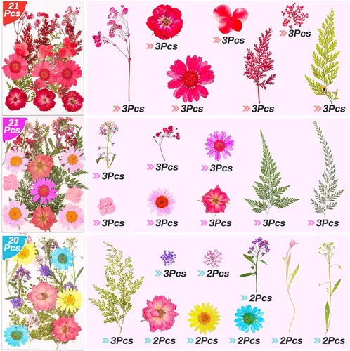 Miniatura 3 de 297 calcomanías de mariposa de flores secas prensadas para resina, flores secas naturales reales, hojas a granel con pinzas para suministros de 297