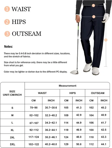 Miniatura 5 de Pantalones de golf para hombre, elásticos, pantalones de trabajo y viajes, pantalones técnicos, casuales, con trabillas para cinturón con 5 bolsillos