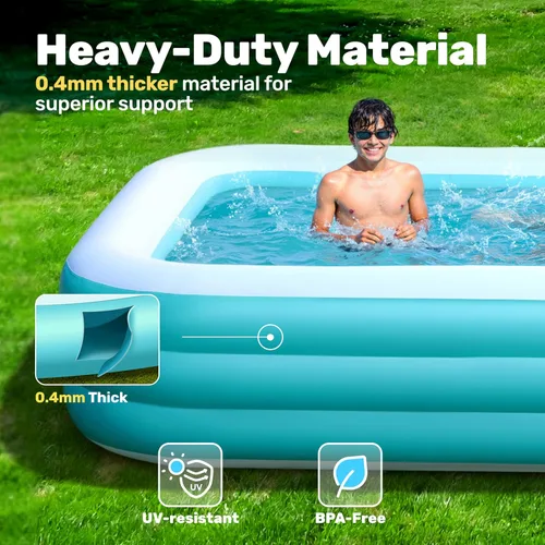 Miniatura 2 de SLOOSH Alberca inflable para adultos con asientos, de 120 pulgadas x 72 pulgadas x 22 pulgadas, piscina familiar resistente y gruesa por encima
