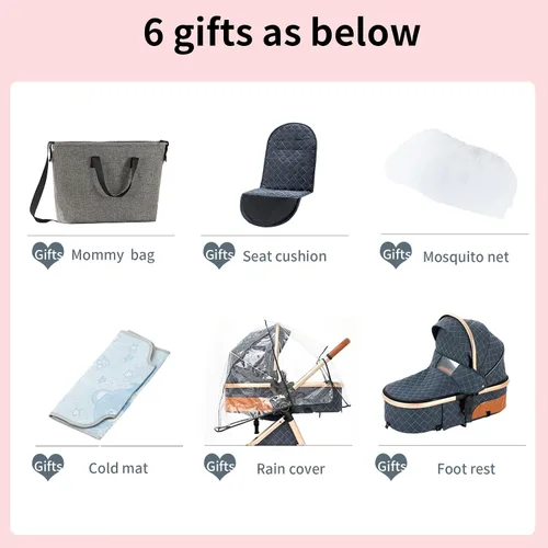 Miniatura 2 de Cochecito de bebé 2 en 1 con modo moisés, cochecito reversible, plegable con un solo clic, cochecito de viaje para recién nacido, cochecito
