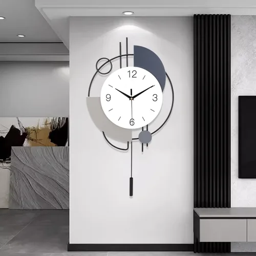 Dankeit Relojes de pared decorativos con péndulo, cuarzo de calidad silenciosa, funciona con pilas, reloj de pared grande para sala de estar, Negro