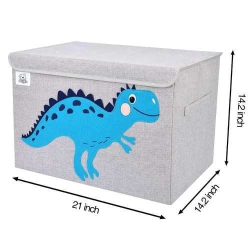 Miniatura 3 de Cofre plegable grande de juguetes para niños con tapa abatible, organizador de almacenamiento de juguetes de animales de tela plegable, contenedor