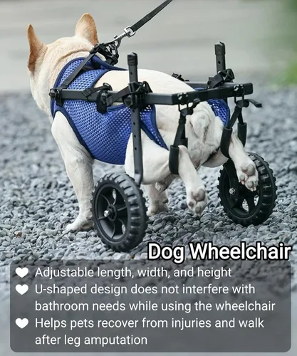 Miniatura 7 de Silla de ruedas ajustable para perros pequeños para patas traseras, rueda texturizada mejorada de 5.5 pulgadas, mascotas discapacitadas, soporte