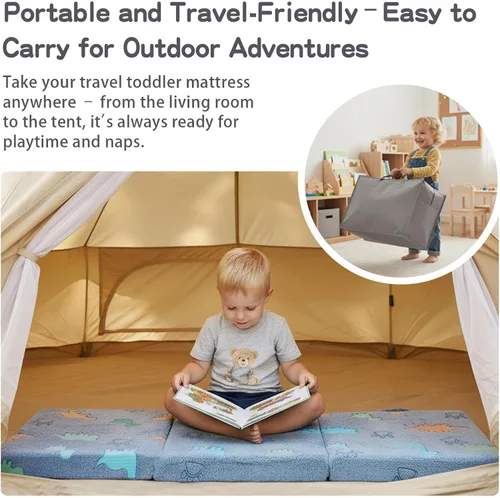 Miniatura 5 de Tiita Colchón de suelo plegable para niños - Tapete para siesta que brilla en la oscuridad con bolsa de almacenamiento, almohadilla de suelo