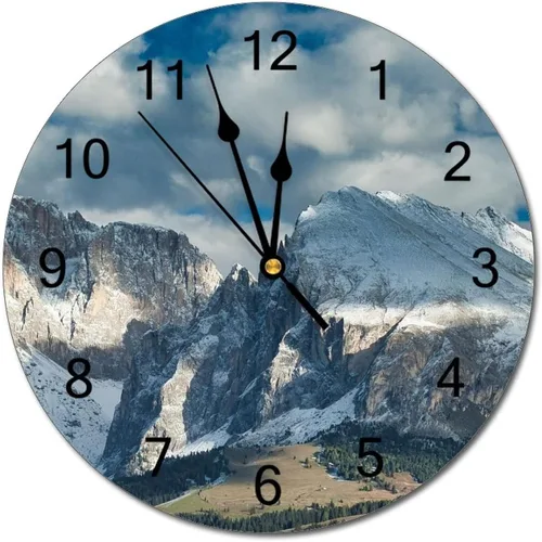 Miniatura 52 de Reloj de pared silencioso sin tictac de PVC, montañas del Tirol del Sur, Italia, senderismo, C, funciona con pilas, 10 pulgadas (9.8 in), reloj