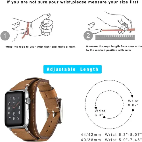Miniatura 7 de Correa compatible con Apple Watch de 49/46/45/44mm/42mm (Series 3 2 1), pulsera de cuero genuino Crazy Horse Compatible con iWatch Ultra/Ultra2