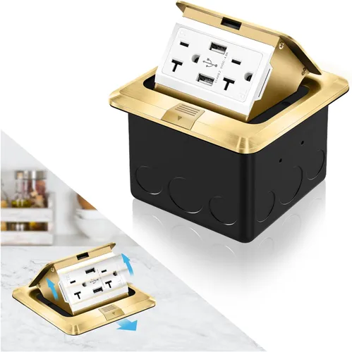 Miniatura 18 de Kit de toma de corriente eléctrica empotrada en el suelo Vagueior, caja de cubierta de toma de corriente eléctrica impermeable, salida GFCI oculta +