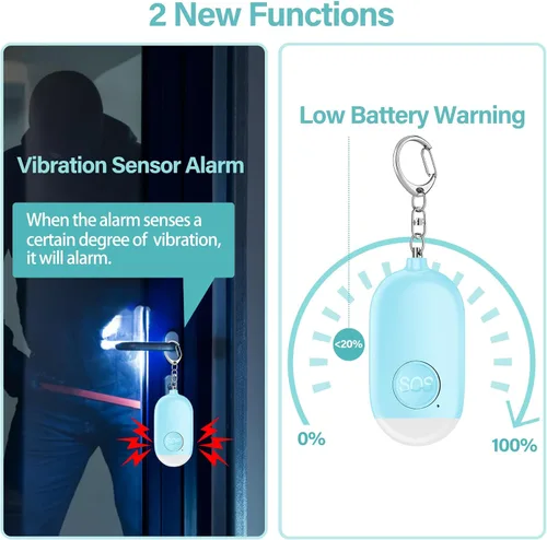 Miniatura 3 de Hion Alarma de seguridad personal para mujeres, recargable de 130 dB, llavero de alarma de autodefensa con linterna LED, seguridad sonora segura
