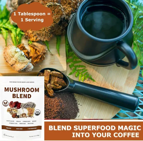 Miniatura 4 de Cherie Sweet Heart 7 - Extracto de hongos en polvo, mezcla orgánica de superalimentos USDA con melena de león, reishi, cordyceps, maitake, shiitake