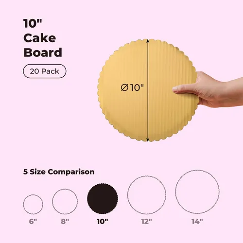 Miniatura 2 de Fit Meal Prep Paquete de 20 tablas para tartas, círculos redondos dorados de 10 pulgadas, círculos de pizza desechables para postres y pasteles