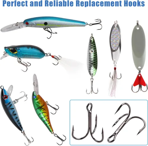 Miniatura 5 de Kit de anzuelos agudos de pesca para agua salada y agua dulce, ganchos agudos de púas de acero de alto carbono, fuertes y afilados, curvados