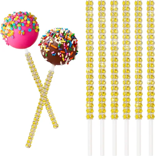 Miniatura 12 de 25 palitos de papel brillantes para tartas, palitos de piruleta con diamantes de imitación con brillantina, soporte para dulces para chocolate, Negro