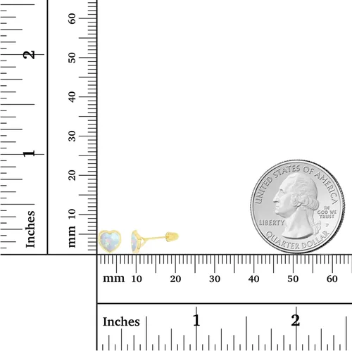 Miniatura 4 de Aretes de tuerca de oro macizo de 14 quilates, hipoalergénicos, de 0.236 in, con forma de corazón, con bisel pulido