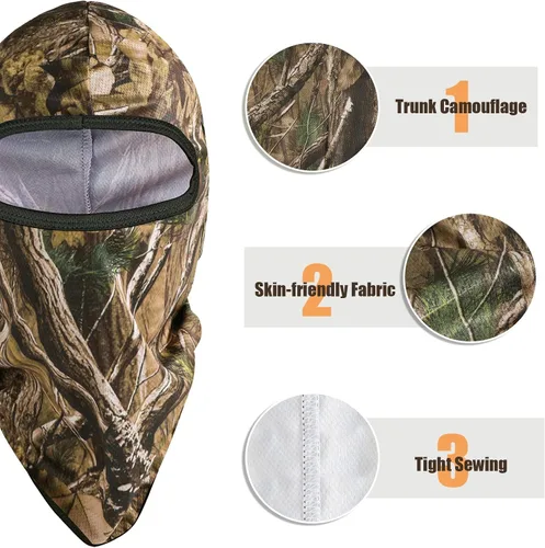 Miniatura 2 de TAGVO Balaclava de caza, pasamontañas táctico de camuflaje elástico tamaño universal