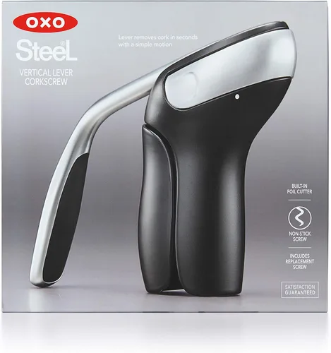 Miniatura 11 de OXO Sacacorchos de Palanca Vertical de Acero con Cortador de Papel de Aluminio Extraíble