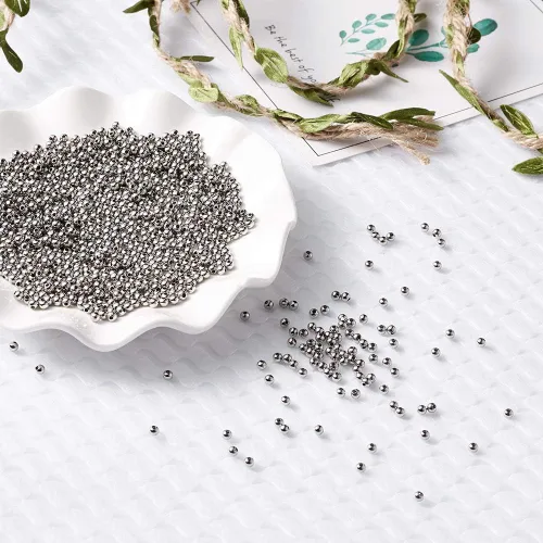 Miniatura 5 de MegaPet - 1000 cuentas espaciadoras de metal de 0.118 pulgadas de acero inoxidable 304, cuentas sueltas de acero inoxidable para manualidades