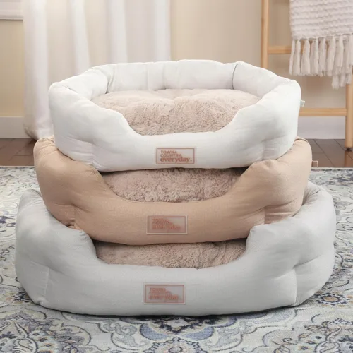 Miniatura 10 de Town & Country Everyday CuddleTown Cama para Mascotas Cuddler de Lino Sintético Cómoda y Acogedora, Espuma de Caja de Huevos de Apoyo y Calmante